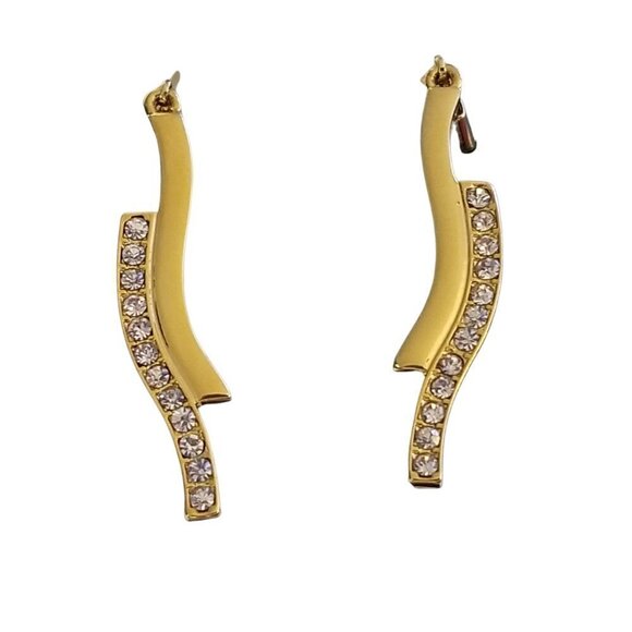 ❤️ NWT T Tahari Bar Crystal Pierced Earrings New with Tags - Picture 3 of 9